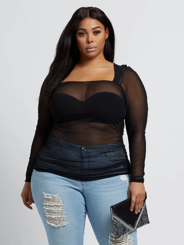 Stock Clearance Aly Ruched Mesh Top