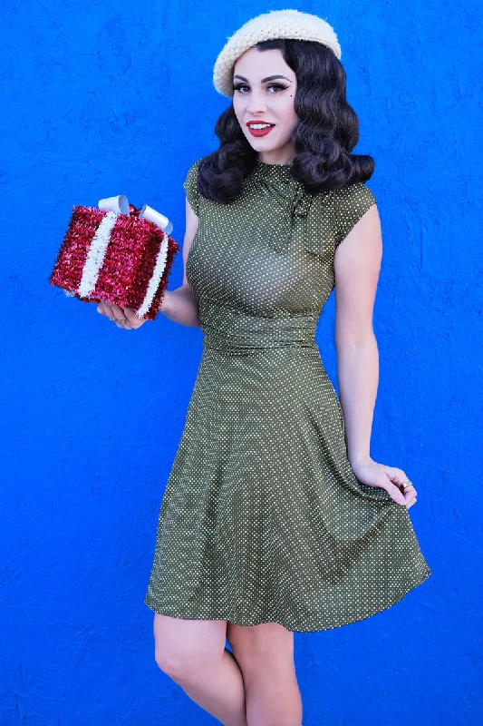 Weekend Special Olive Dot Bombshell Dress