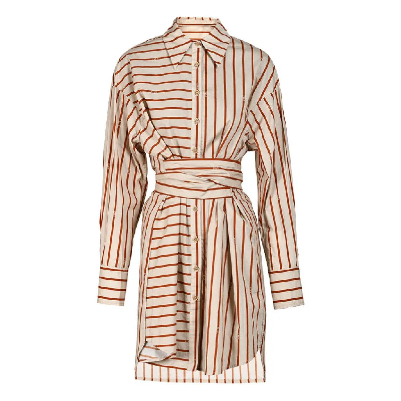 Don’t Miss Out Artful Striped Print Collared Drop Shoulder Button Down Belted High Low Shirt Dress Don’t Miss Out Artful Striped Print Collared Drop Shoulder Button Down Belted High Low Shirt Dress