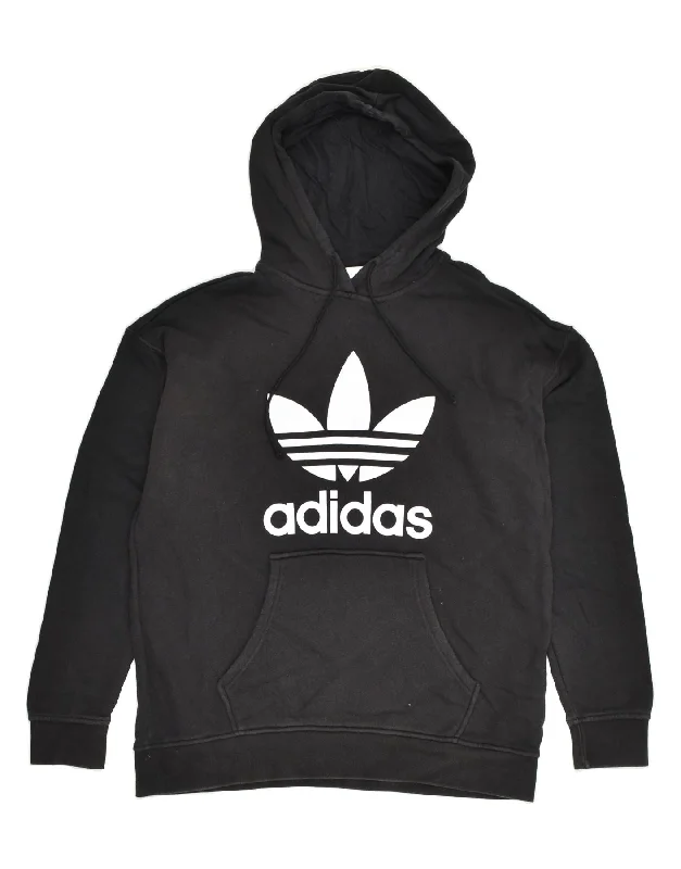 Stock Up and Save ADIDAS Womens Graphic Hoodie Jumper UK 14 Large Black Cotton