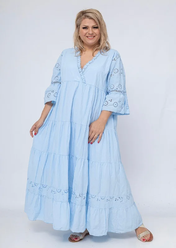 Extra Savings Baby Blue Maxi OS Plus Dress