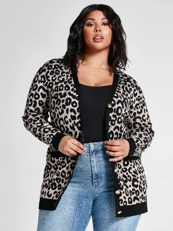 Special Offer Sandra Leopard Print Button Down Cardigan