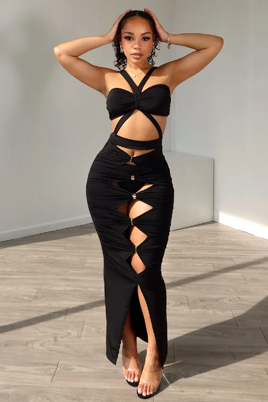 Reduced Prices Worth The Risk Cutout Ruched Midi Dress