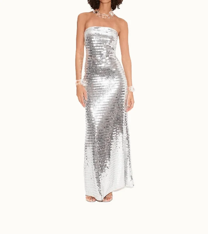 Sculpty Sequin Dress In Satellite Silver