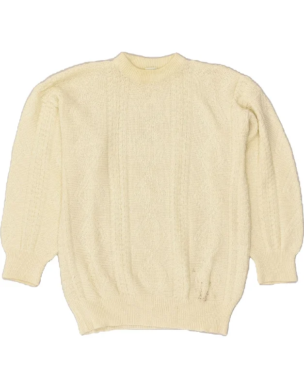 Price Slash VINTAGE Womens Crew Neck Jumper Sweater UK 18 XL Off White