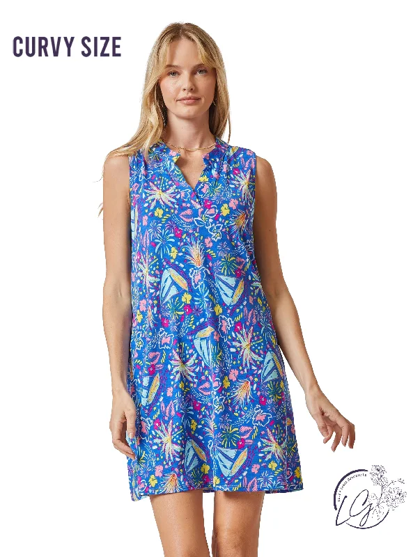 Deal Mania Curvy Royal Lizzy Tank Dress