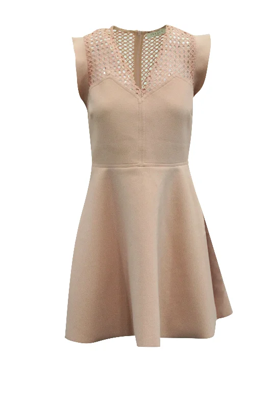 Sandro Paris Dress with Eyelets in Pink Polyester