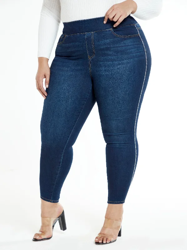 Super Savings High-Rise Rhinestone Trim Jeggings - Short Inseam