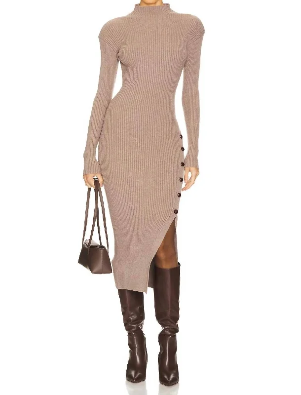 Soryn Sweater Dress In Taupe