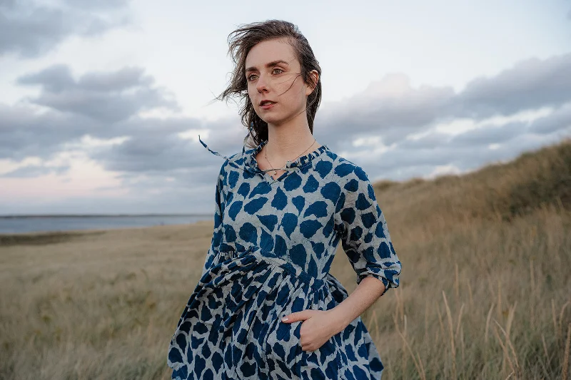 Great Deals Handblock Print Dress - Indigo Cotton Dress