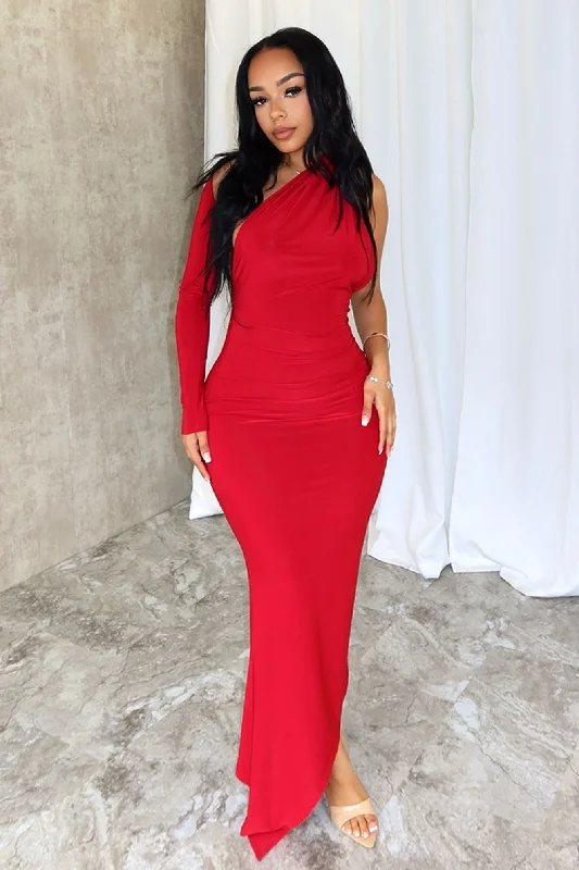 Crazy Savings Eva One Shoulder Nylon Midi Dress