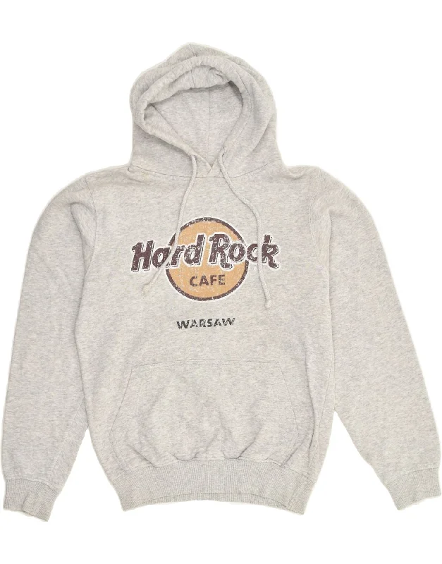 HARD ROCK CAFE Womens Warsaw Graphic Hoodie Jumper UK 10 Small Grey Cotton