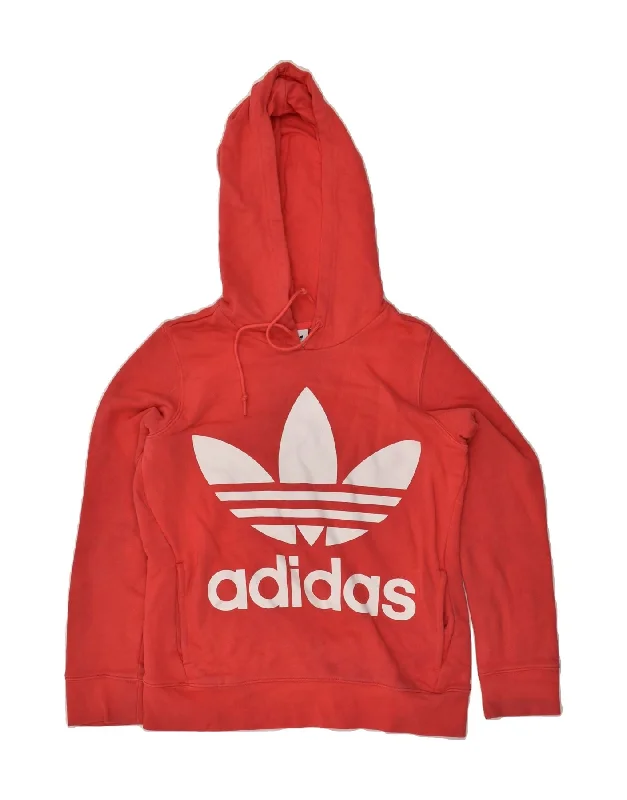 ADIDAS Womens Graphic Hoodie Jumper UK 6 XS Red Cotton