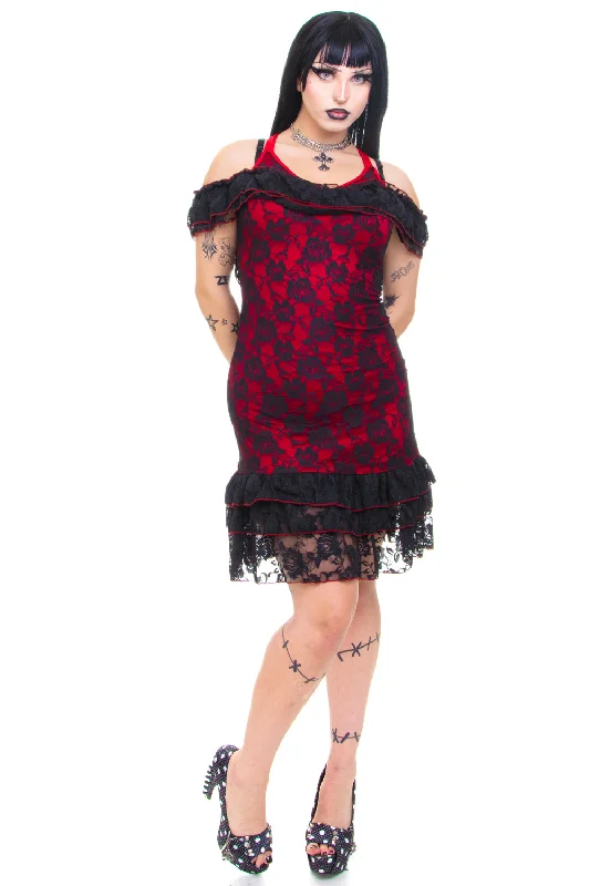 Vintage Y2K Vampy Lace Gothic Dress - M/L