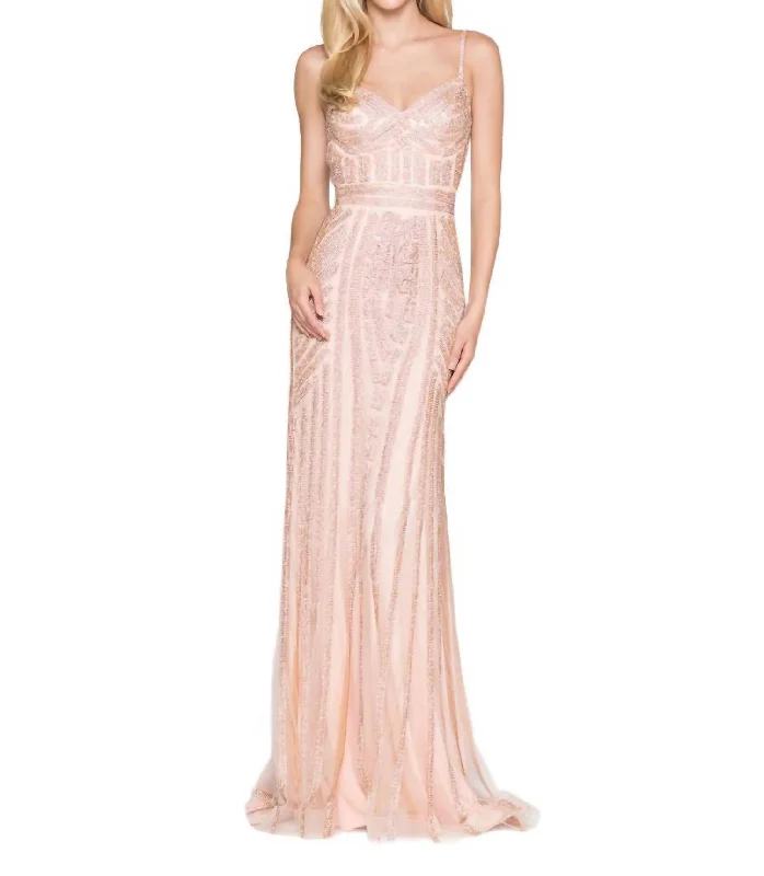 Rhinestone Prom Dress In Blush