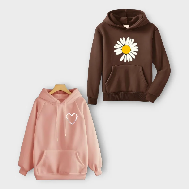 Doorbuster Deal Pack Of 2 Winter Printed Hoodie For Women's