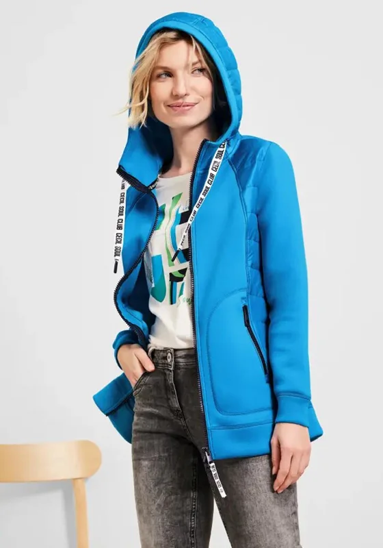 Limited Quantity Cecil Mix Material Zip Short Jacket, Club Blue