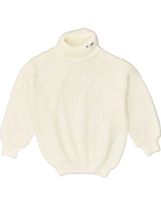 Midnight Madness VINTAGE Womens Roll Neck Jumper Sweater UK 14 Large White Acrylic