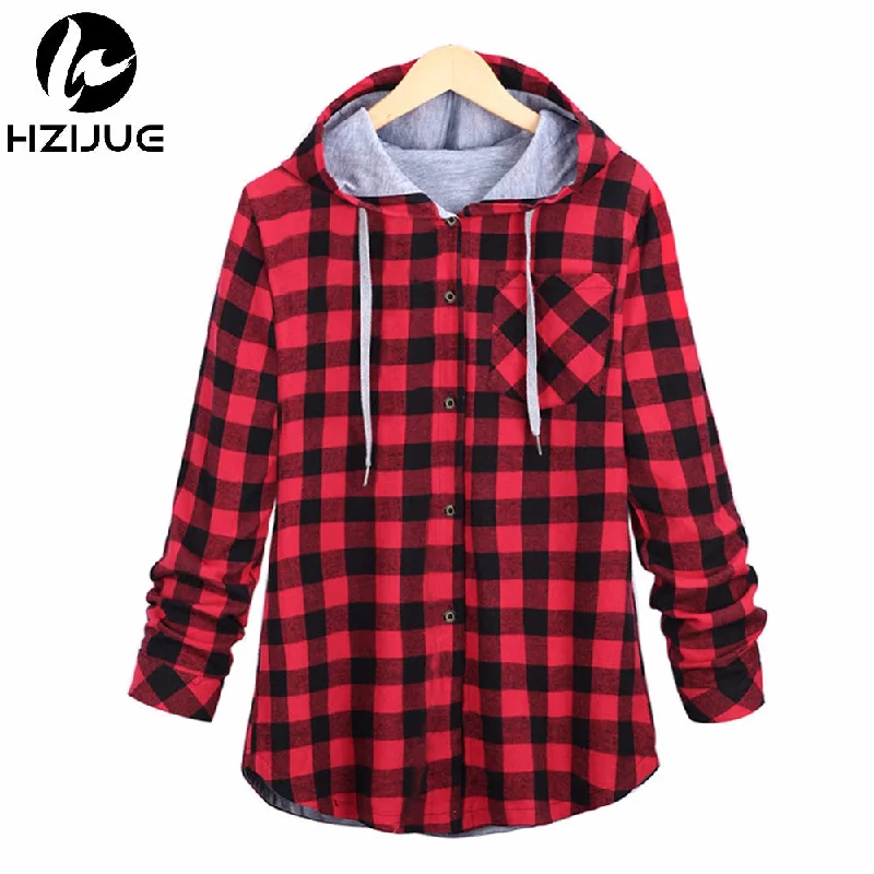 Super Bargain HZIJUE Fashion Women Hoodies Cotton Autumn Winter Coat Long Sleeve Plaid cotton Hoodies Casual button hooded Sweatshirt Oversize Super Bargain HZIJUE Fashion Women Hoodies Cotton Autumn Winter Coat Long Sleeve Plaid cotton Hoodies Casual button hooded Sweatshirt Oversize
