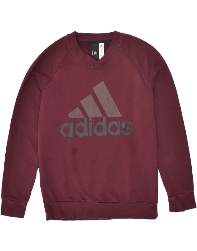 ADIDAS Womens Graphic Sweatshirt Jumper UK 12/14 Medium Maroon Cotton