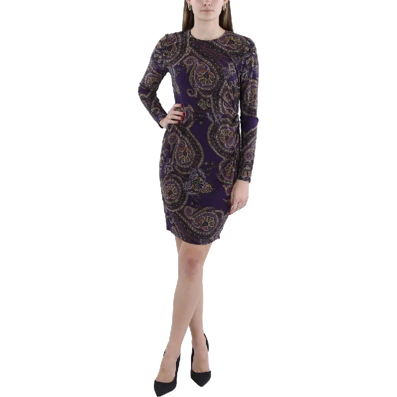 Womens Paisley Side Twist Sheath Dress