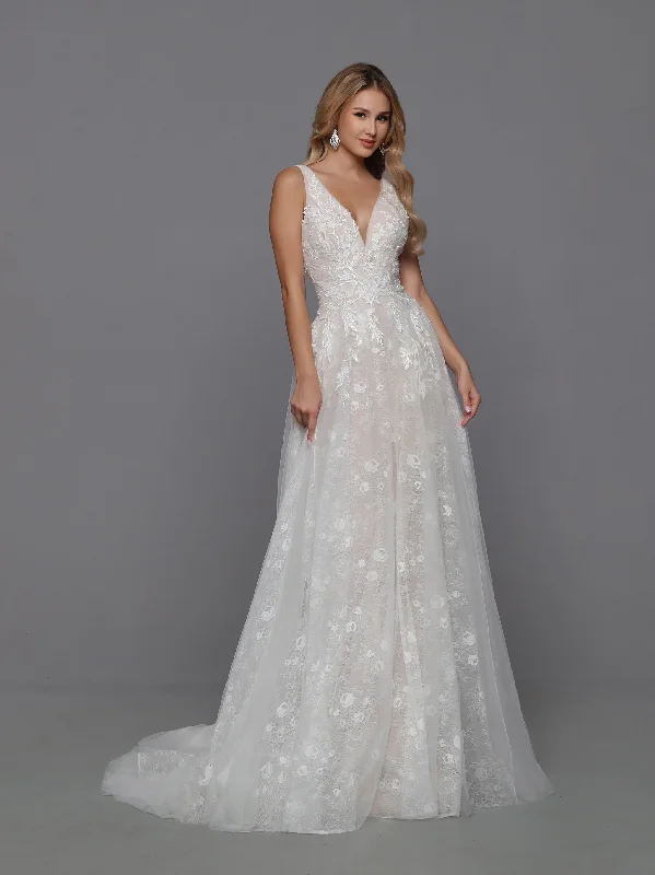 Crazy Deals Davinci Bridal 50760 Beaded Sequin Lace A Line Wedding Dress V Neck Bridal Gown