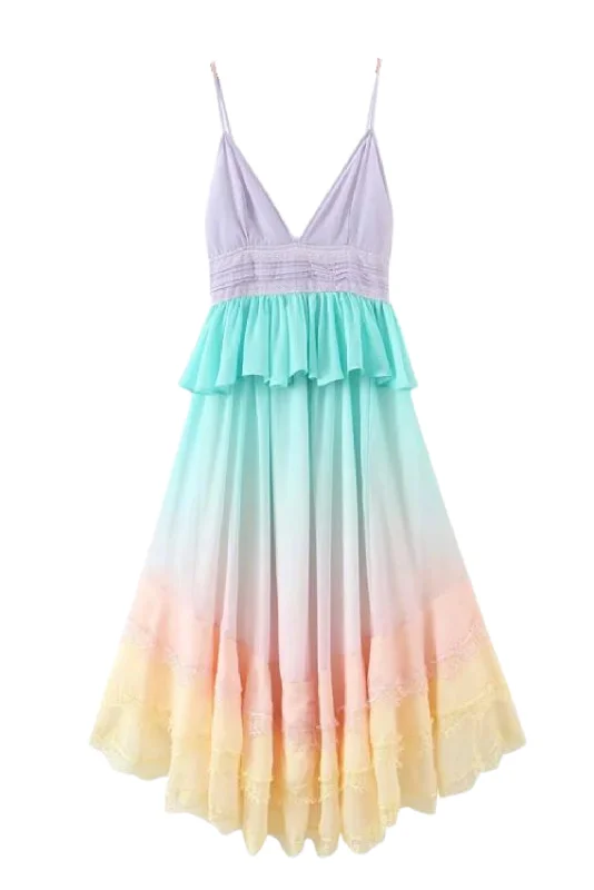 Limited Edition 'Isabella' V-Neck Gradient Tiered Dress