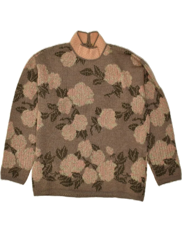 Epic Deals VINTAGE Womens Turtle Neck Jumper Sweater IT 46 Large Brown Floral