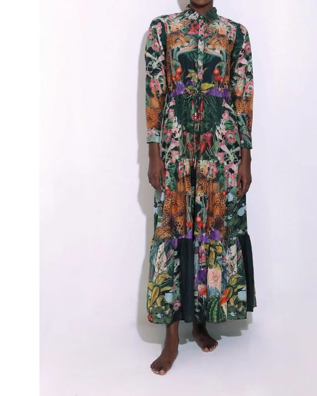 Special Savings Natalie Long Sleeve Dress In Garden Leopards | Garden Leopards