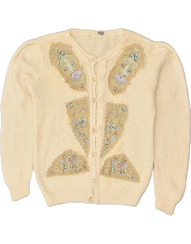 Special Buy VINTAGE Womens Cardigan Sweater UK 18 XL Beige Floral