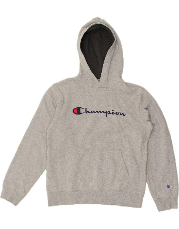 Shop and Save CHAMPION Womens Graphic Hoodie Jumper UK 18 XL Grey Cotton