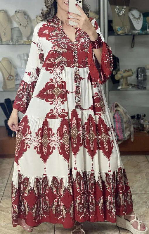 Great Bargains Merlot OS Maxi Dress