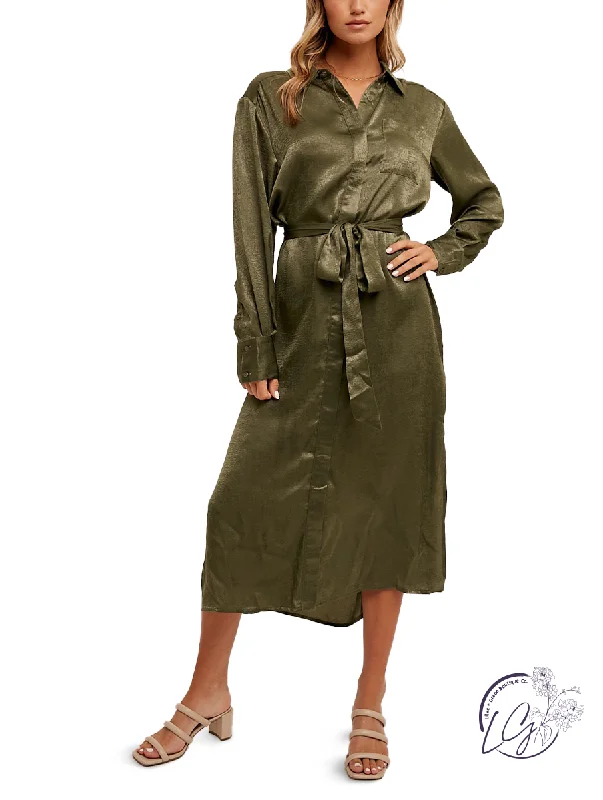 Hot Deal Regal Olive Maxi Dress