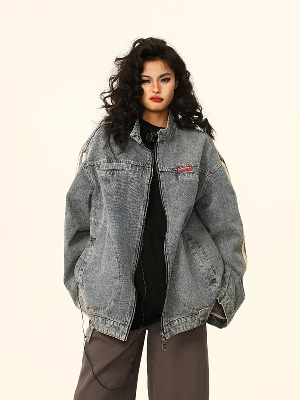 Online Specials Vintage-Style Oversized Washed Denim Jacket
