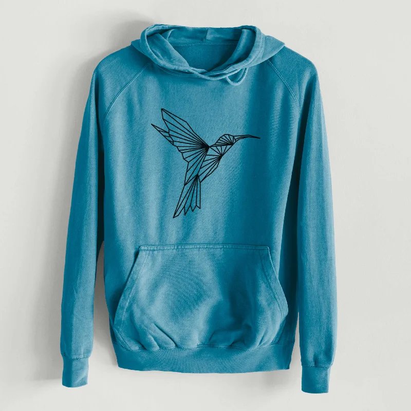 Geometric Hummingbird  - Mid-Weight Unisex Vintage 100% Cotton Hoodie