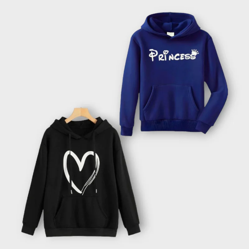 Special Savings Pack Of 2 Winter Black & Blue Hoodie For Women's