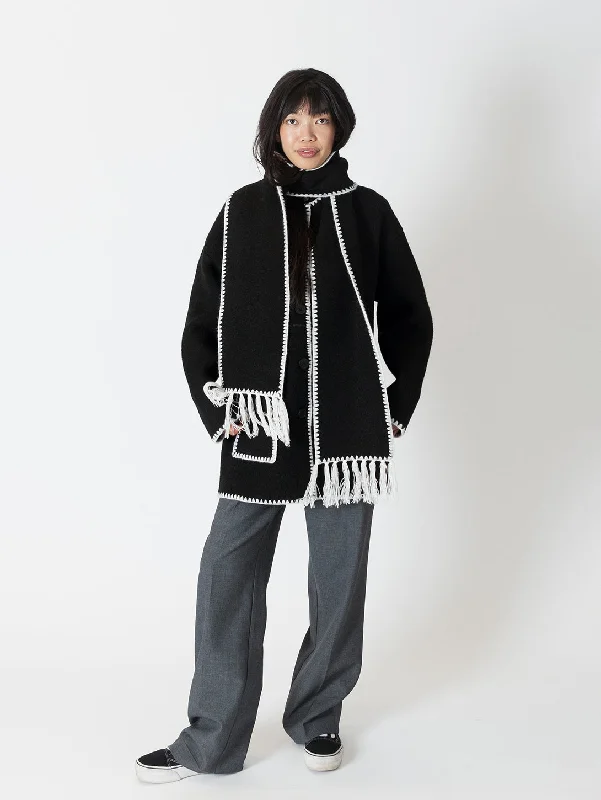 Online Only Delaney Whip Stitch Coat - Short Black