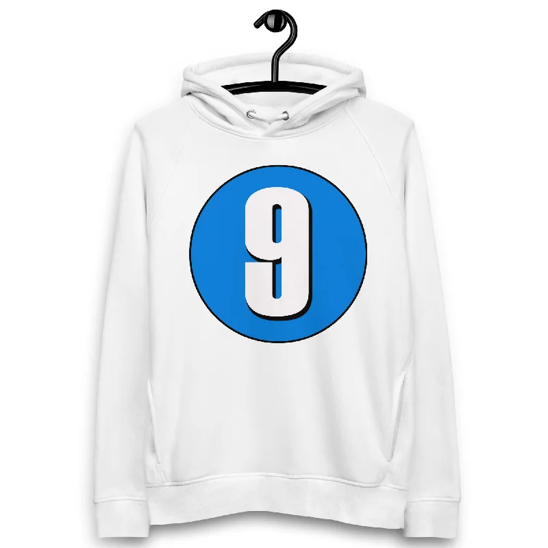 Unisex pullover hoodie: White on Blue 9