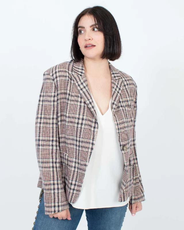 Low Prices Plaid Linen Blazer