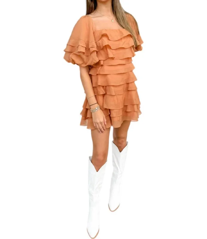 Tiered Ruffle Mini Dress In Hazel