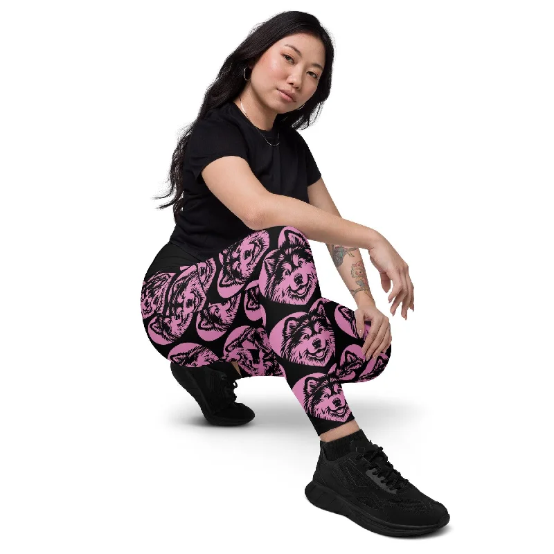 Mega Deal DOG BREED LEGGINGS with pockets - ALASKAN MALAMUTE - HERTTAHOUND - pink