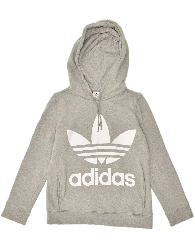 Crazy Deals ADIDAS Womens Graphic Hoodie Jumper UK 8 Small Grey Cotton