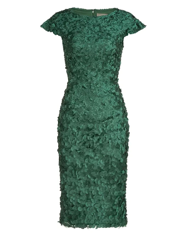 Price Meltdown Ruffle Sleeve Petal Cocktail Dress In Pine | Pine