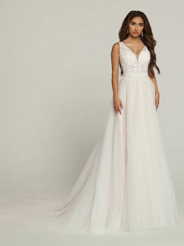 Davinci Bridal 50691 Sheer Beaded Bodice Sequin Ballgown A Line Wedding Dress Bridal Gown