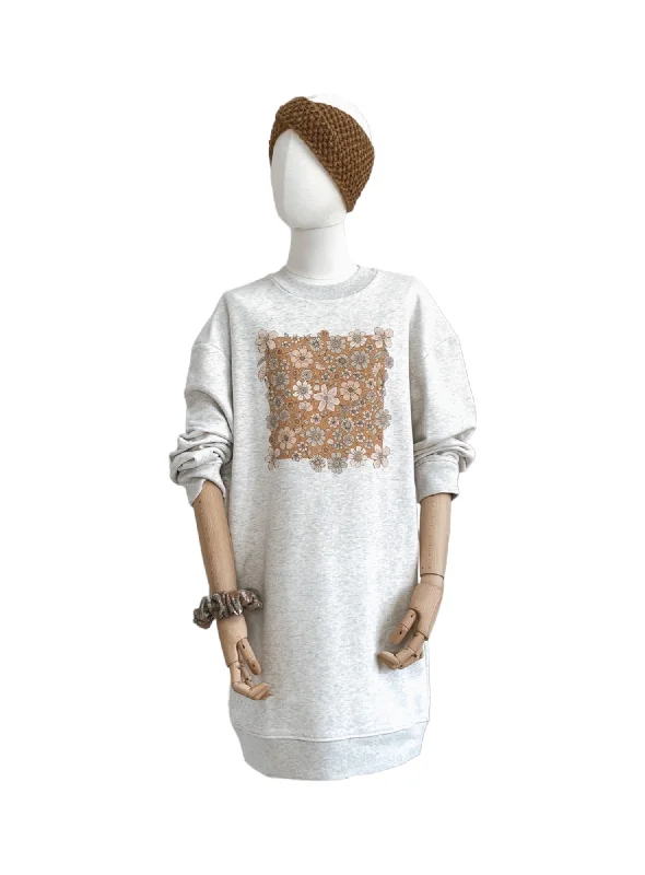 Great Deals Daljši pulover / caramel bold floral - creamy grey