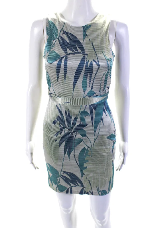 Jonathan Simkhai Womens Leaf Print Sleeveless Dress Multi Colored