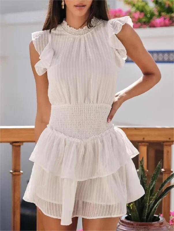 Factory Direct Sale Ruffled Sleeve Chiffon Dress #157821