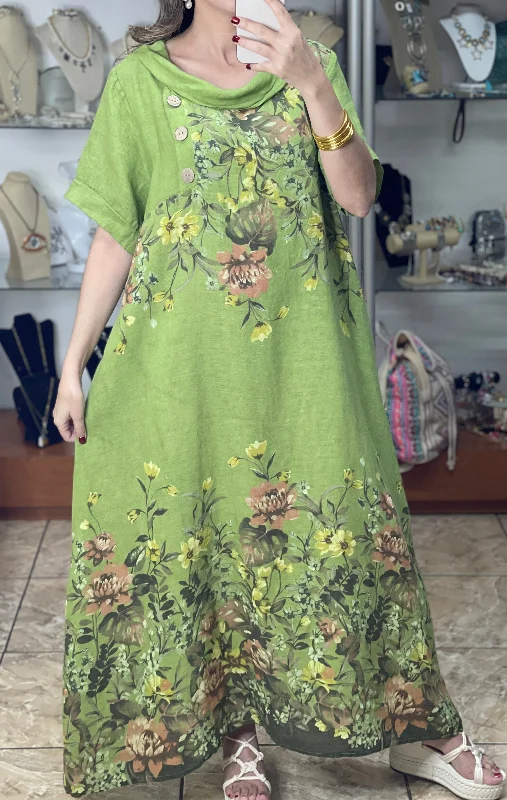 Huge Discounts Charlotte OS Linen Floral Maxi Dress