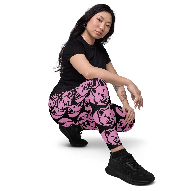 Savings Alert DOG BREED LEGGINGS with pockets - AKITA - HERTTAHOUND - pink