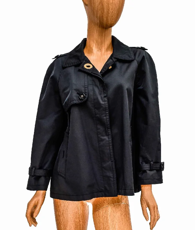 Seasonal Clearance Cropped Trench Coat with Button Closures